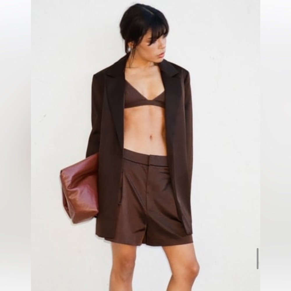 ZARA brown satin shorts